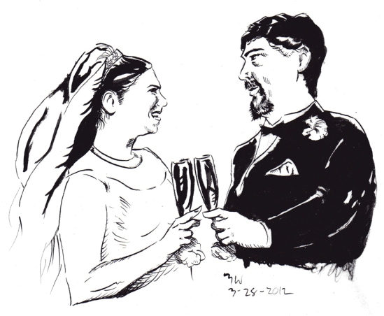 Drawing of Mike and Kelly's Wedding